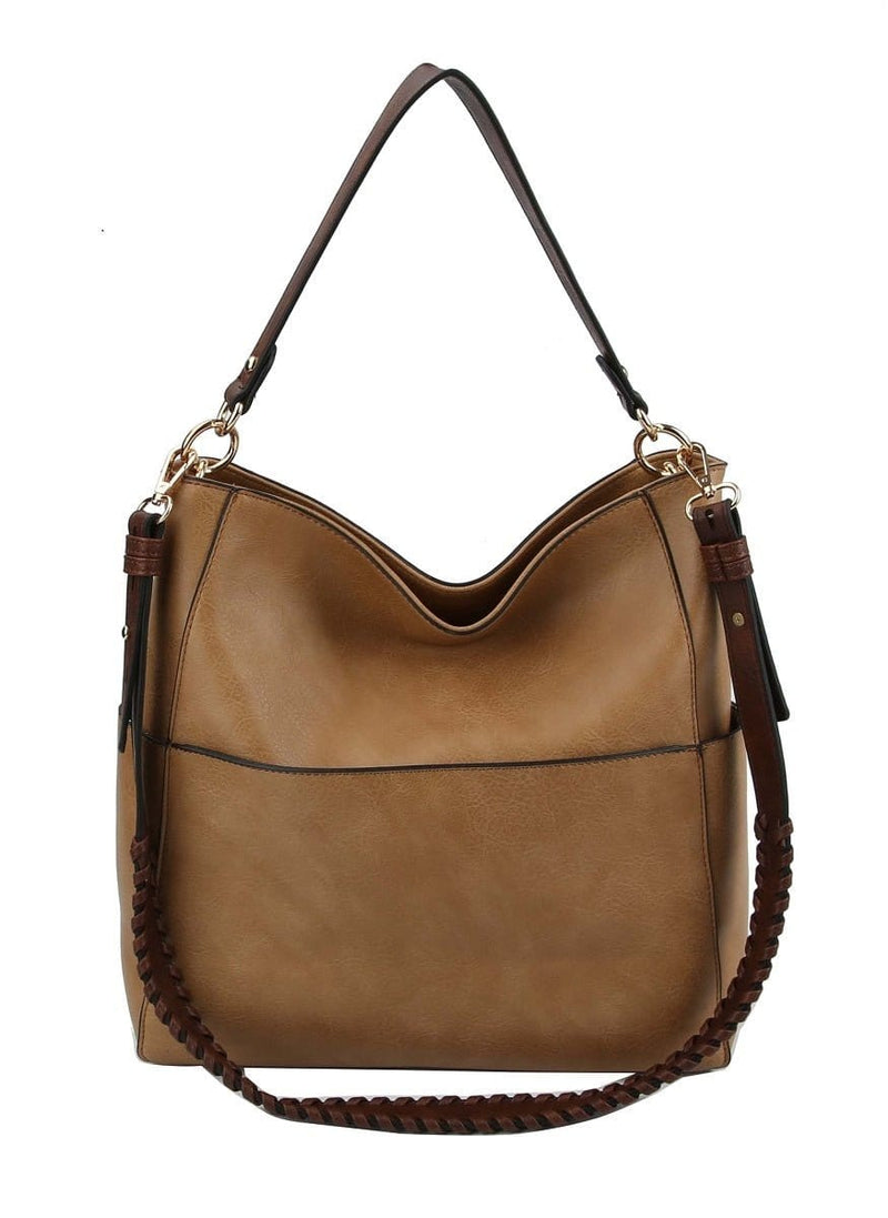 LQF0163 Hobo Shoulder Bag With Whipstitch Strap - MiMi Wholesale