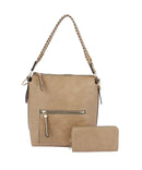 LQF034 Whipstitch Handle Shoulder Bag With Wallet - MiMi Wholesale