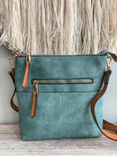 LQF038 Elina Zipper Front Crossbody Bag - MiMi Wholesale