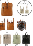 LSD186 Lauren Front Zipper Convertible Backpack - MiMi Wholesale