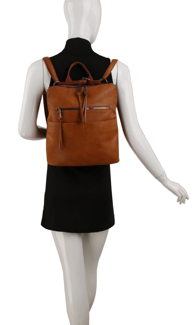 LSD186 Lauren Front Zipper Convertible Backpack - MiMi Wholesale