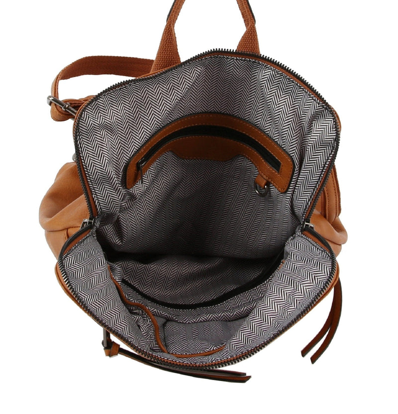 LSD186 Lauren Front Zipper Convertible Backpack - MiMi Wholesale