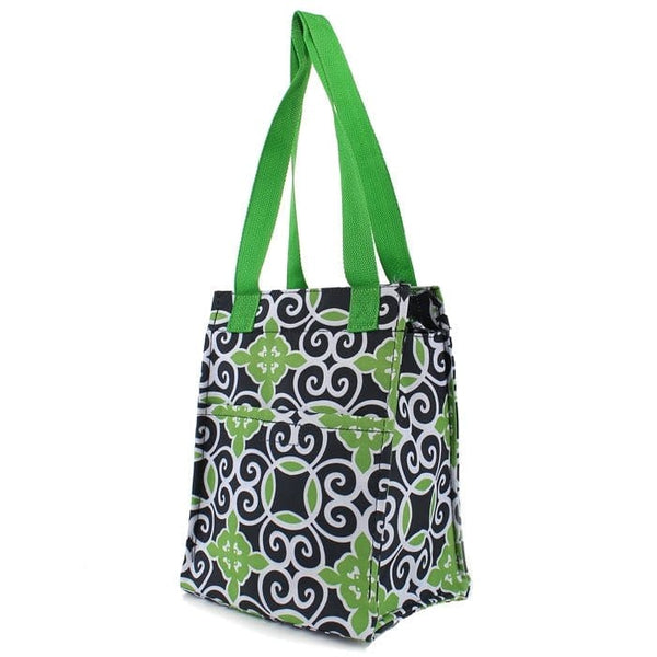 LT11-1505 Green Swirl Print Lunch Tote Bag - MiMi Wholesale