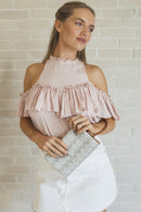 M013DIA Straw-Textured 3 Compartment Crossbody - MiMi Wholesale