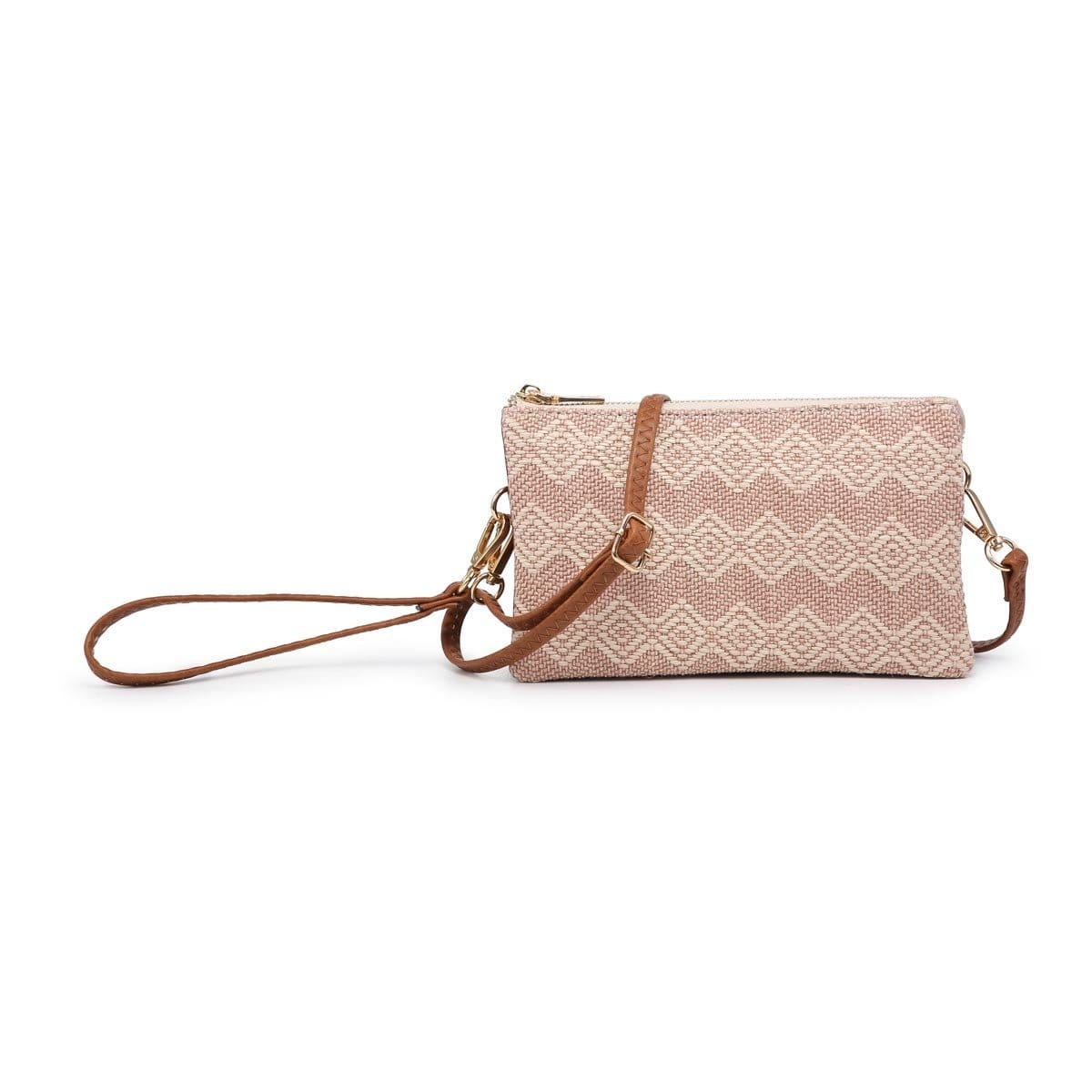 M013DIA Straw-Textured 3 Compartment Crossbody - MiMi Wholesale