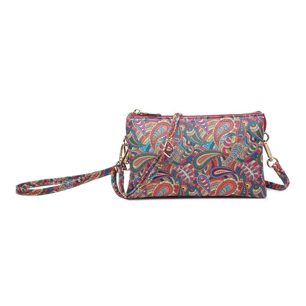 M013PAI(MLT1) Paisley 3 Compartment Crossbody Bag - MiMi Wholesale