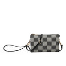 M013PLD Riley Plaid 3 Compartment Crossbody/Wristlet - MiMi Wholesale