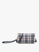 M013PLD Riley Plaid 3 Compartment Crossbody/Wristlet - MiMi Wholesale
