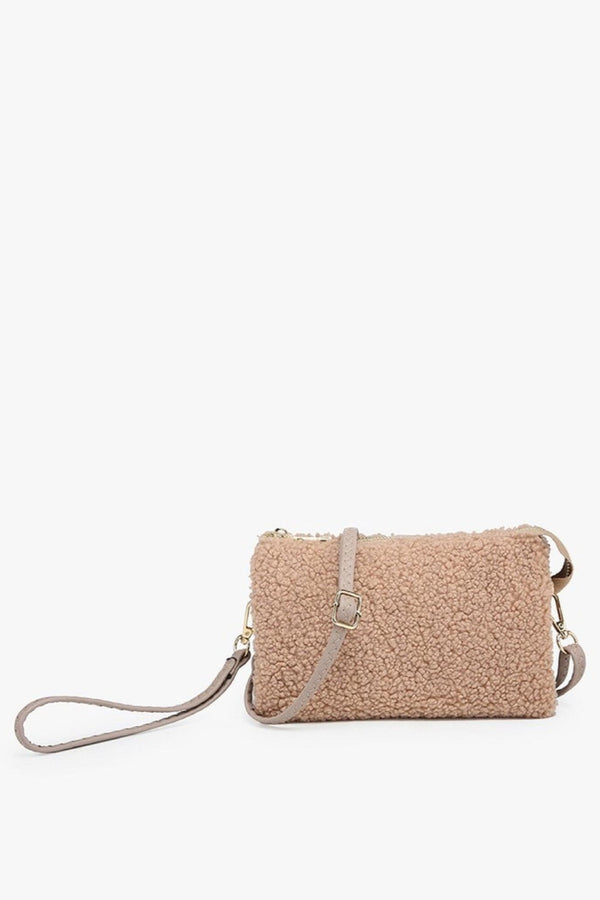 M013SHP Riley Sherpa 3 Compartment Crossbody/Wristlet - MiMi Wholesale