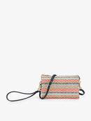 M013STWV Riley Woven Straw 3 Compartment Crossbody/Wristlet - MiMi Wholesale