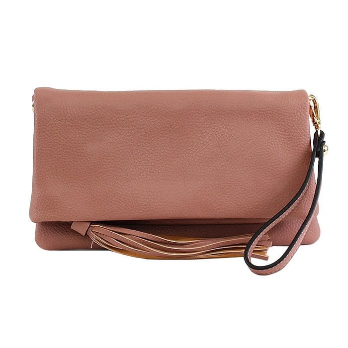 M1772 Flapover Clutch/Crossbody With Tassel - MiMi Wholesale