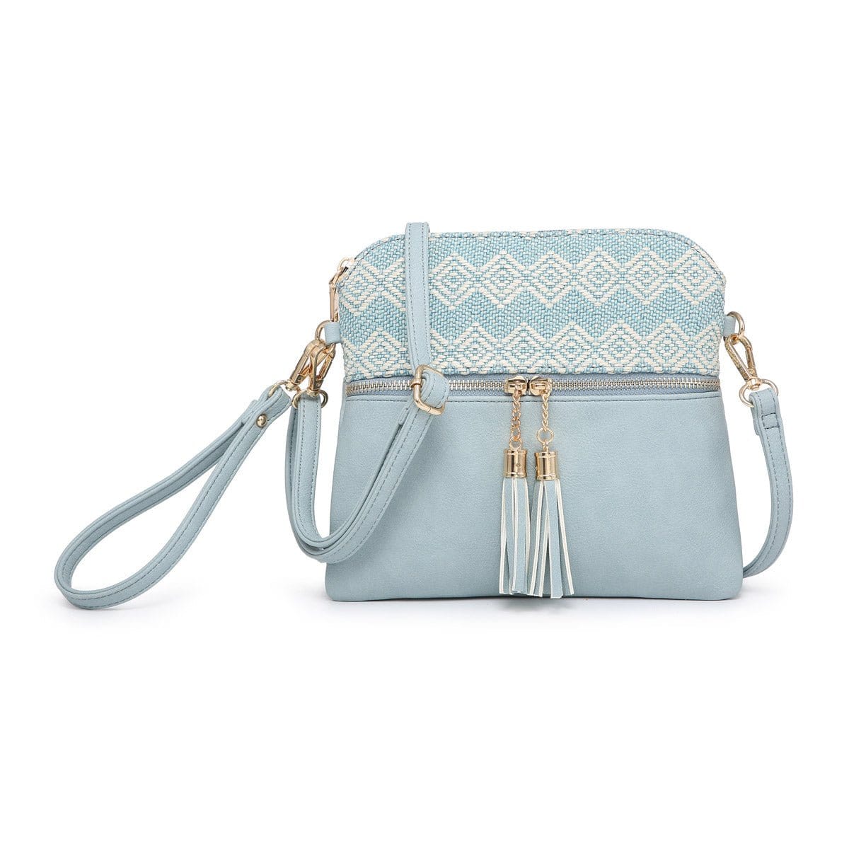 M1785 Monogrammable Two Tone Crossbody with Tassel - MiMi Wholesale