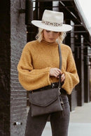 M1802A Flapover Crossbody w/ Whipstitch & Double Tassel - MiMi Wholesale