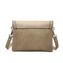 M1802A Flapover Crossbody w/ Whipstitch & Double Tassel - MiMi Wholesale