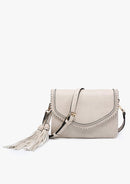 M1802A Flapover Crossbody w/ Whipstitch & Double Tassel - MiMi Wholesale