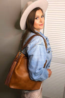 M1861 Amber Hobo w/ 3 Compartments and Braided Handle - MiMi Wholesale
