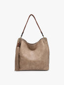 M1861 Amber Hobo w/ 3 Compartments and Braided Handle - MiMi Wholesale