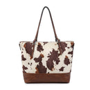 M1880 Vegan Leather Panel Zipper Tote/Shoulder Bag - MiMi Wholesale