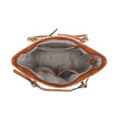M1880 Vegan Leather Panel Zipper Tote/Shoulder Bag - MiMi Wholesale