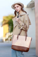 M1880 Vegan Leather Panel Zipper Tote/Shoulder Bag - MiMi Wholesale