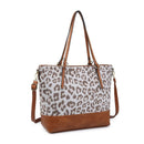 M1880CHE Vegan Leather Panel Zipper Tote/Shoulder Bag - MiMi Wholesale