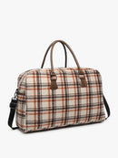 M1909PLD Buffalo Plaid Duffel Weekender Bag - MiMi Wholesale