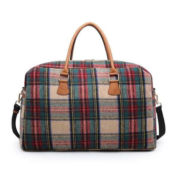 M1909PLD Buffalo Plaid Duffel Weekender Bag - MiMi Wholesale