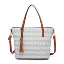 M1921 2 Tone Straw-Textured Tote - MiMi Wholesale