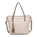 M1921 2 Tone Straw-Textured Tote - MiMi Wholesale