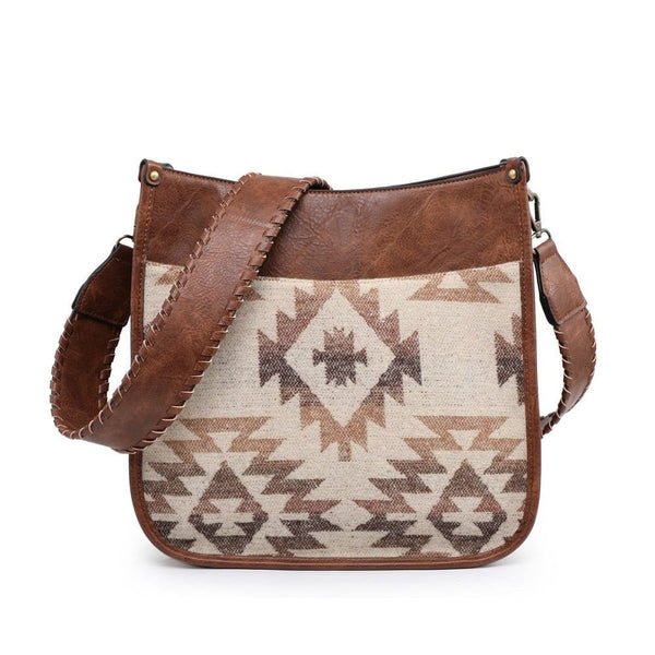 M1977AZT Aztec Tribal Print Flannel Front Crossbody - MiMi Wholesale