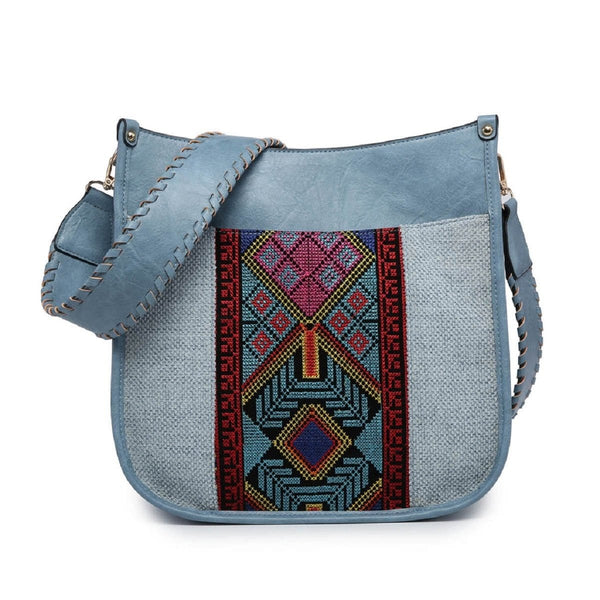 M1977TRB Inspired Tribal Print Flannel Front Crossbody - MiMi Wholesale