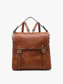 M2000 Indigo Convertible Backpack w/ Stud Details - MiMi Wholesale