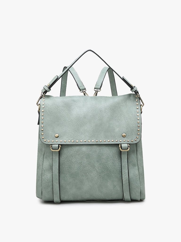 M2000 Indigo Convertible Backpack w/ Stud Details - MiMi Wholesale