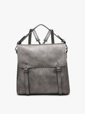 M2000 Indigo Convertible Backpack w/ Stud Details - MiMi Wholesale