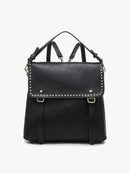 M2000 Indigo Convertible Backpack w/ Stud Details - MiMi Wholesale