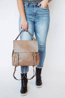 M2000 Indigo Convertible Backpack w/ Stud Details - MiMi Wholesale