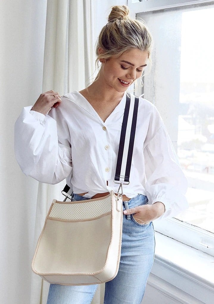 M2024STRP Stripe Neoprene Crossbody w/ Guitar Strap - MiMi Wholesale