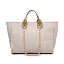 M2044CN Kristina Canvas Satchel w/ Chain Strap - MiMi Wholesale