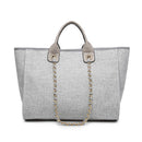 M2044CN Kristina Canvas Satchel w/ Chain Strap - MiMi Wholesale