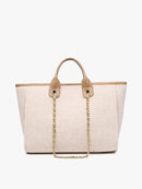 M2044STRP Kristina Stripe Satchel w/ Chain Strap - MiMi Wholesale