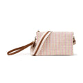 M2056WV Natural Woven Straw Wristlet/Crossbody w/ Guitar Strap - MiMi Wholesale