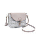 M2064 Woven Flapover Crossbody w/ Vegan Leather Accents - MiMi Wholesale