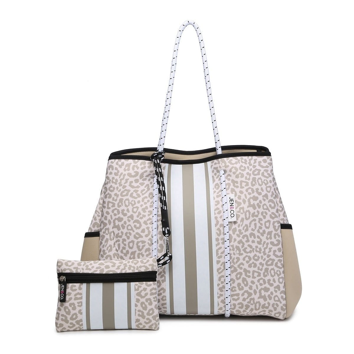 M2146STRP Neoprene Shoulder Tote w/ Pouch - MiMi Wholesale
