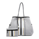 M2146STRP Neoprene Shoulder Tote w/ Pouch - MiMi Wholesale