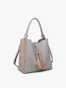 M2175 Dina Contrast Tote w/ Tassel - MiMi Wholesale