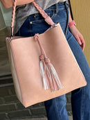 M2175 Dina Contrast Tote w/ Tassel - MiMi Wholesale