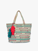 M2288 Gianni Printed Cotton Tote w/ Triple Tassels - MiMi Wholesale