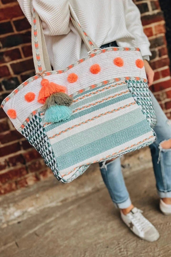 M2290 Summer Macaron Tote with Tassels - MiMi Wholesale