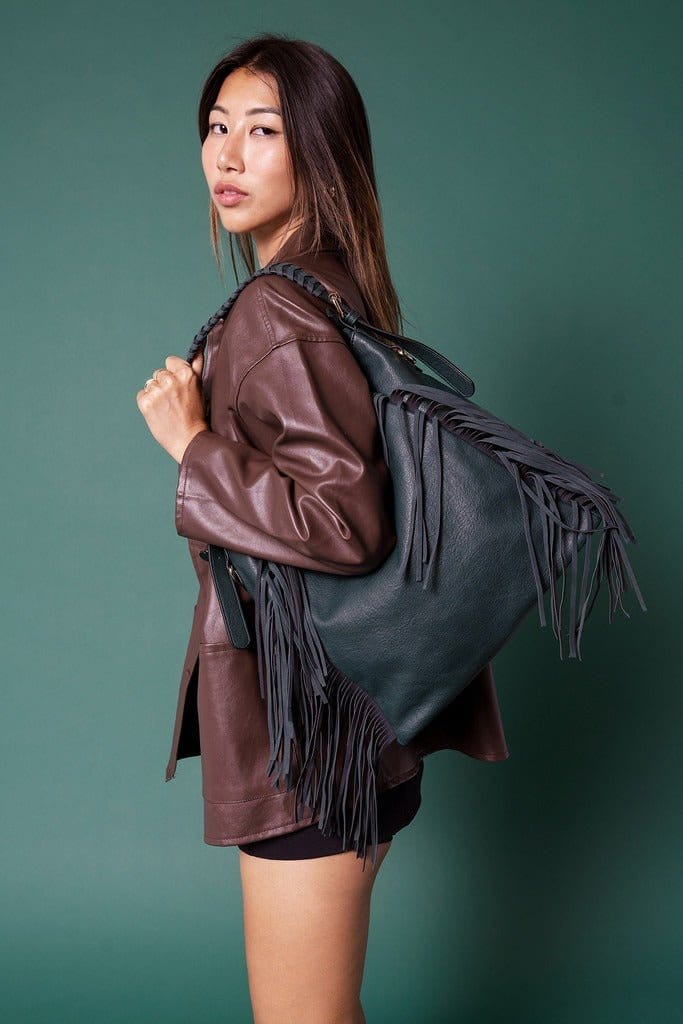 M2350 Sav Distressed Hobo w/ Fringe Detail - MiMi Wholesale