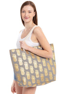 MB0028 Gold Foil Pineapple Beach Bag - MiMi Wholesale